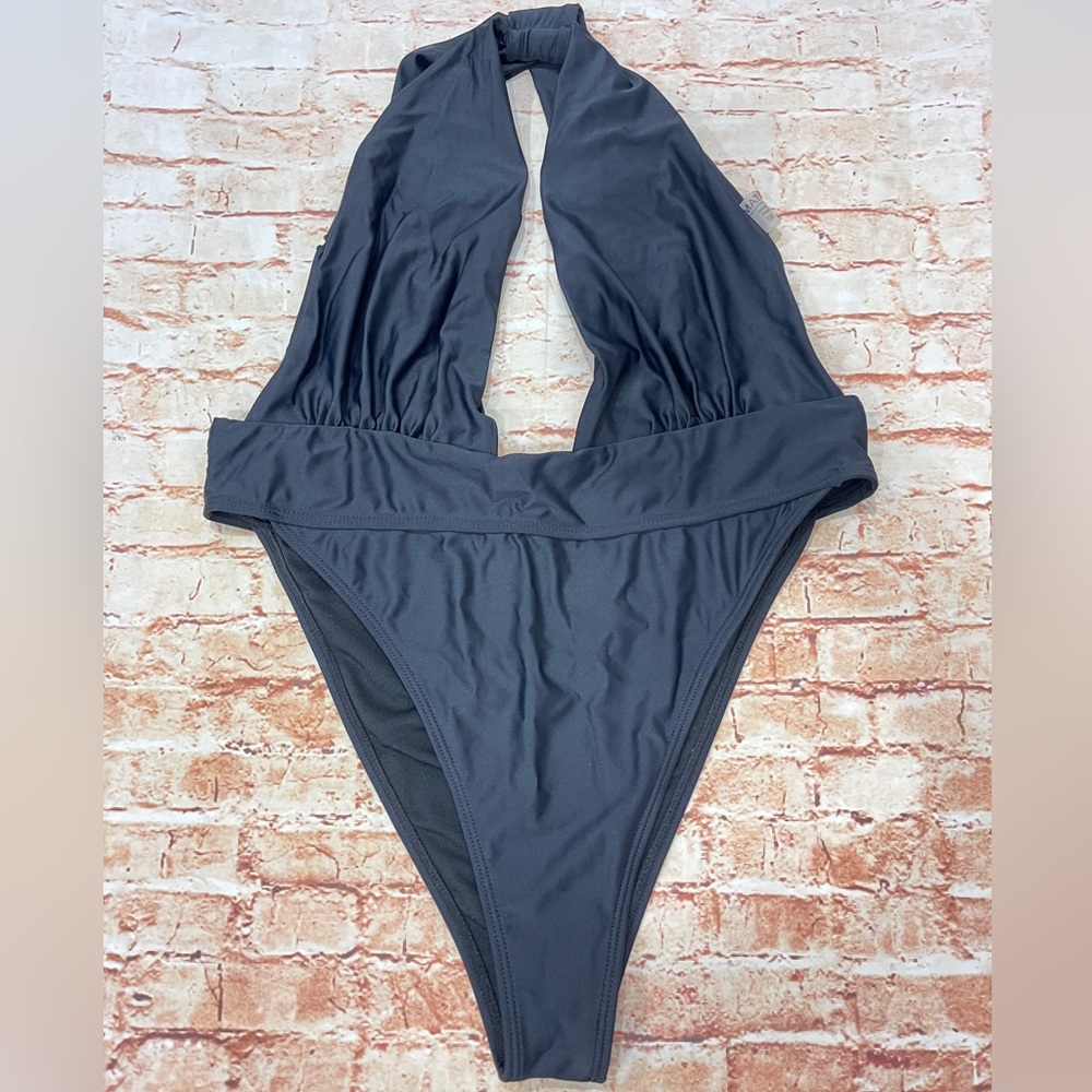 Matte Collection Deep Cut Black Women's One-Piece Swimsuit